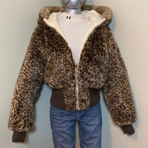 Baby Phat Vintage Reversible Brown Leopard Teddy Jacket